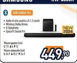 Unieuro Samsung sub senza fili offerta
