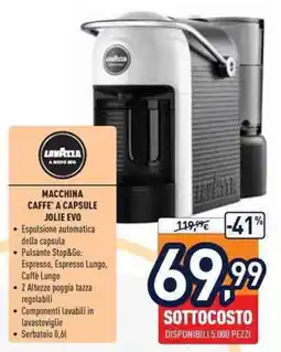 Unieuro Lavazza macchina caffè a capsule Jolie Evo offerta