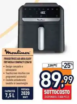 Unieuro Moulinex friggitrice ad aria easy fry mega compact offerta