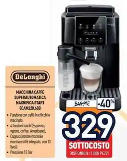 Unieuro DeLonghi macchina caffè superautomatica magnifica start ecam220.60b offerta