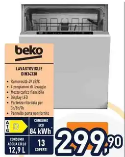 Unieuro Beko lavastoviglie DIN34330 offerta