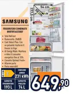 Unieuro Samsung frigorifero combinato offerta