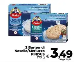Coop Radenza 2 Burger di Nasello/Merluzzo Findus offerta