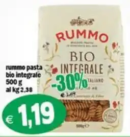 Il Castoro Supermercati Rummo pasta bio integrale offerta