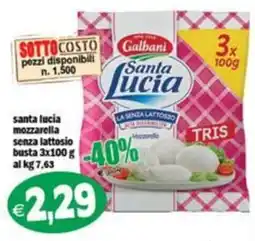 Il Castoro Supermercati Santa lucia mozzarella senza lattosio offerta