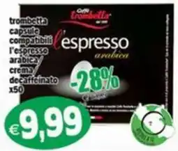 Il Castoro Supermercati Caffè Trombetta capsule compatibili l'espresso arabica crema decaffeinato offerta