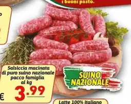 Ipercarni Salsiccia macinata di puro suino nazionale offerta