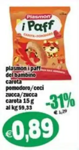 Il Castoro Supermercati Plasmon i Paff carota pomodoro/ceci zucca/zucca offerta