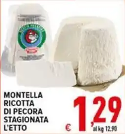 Iper Triscount Montella ricotta di pecora stagionata l'etto offerta