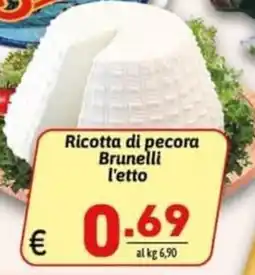 Ipercarni Ricotta di pecora Brunelli offerta