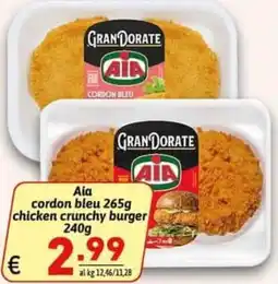 Ipercarni Aia cordon bleu chicken crunchy burger offerta