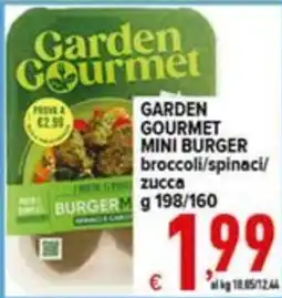 Iper Triscount Garden Gourmet mini burger broccoli/spinaci/zucca offerta