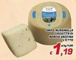 Idromarket Grifo Nursinella Caciotta di Norcia vaccina offerta