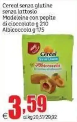 Elite Cereal senza glutine senza lattosio Madelaine con pepite di cioccolato offerta