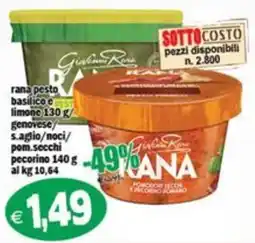 Il Castoro Supermercati Rana pesto basilico e limone offerta