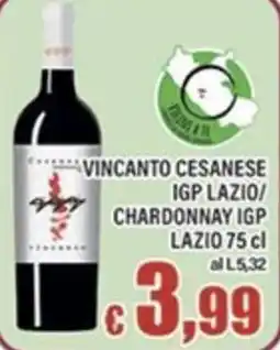 Top Supermercati Vincanto Cesanese IGP Lazio/Chardonnay IGP offerta