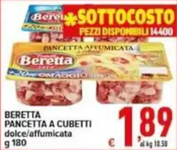 Iper Triscount Beretta pancetta a cubetti dolce/affumicata offerta