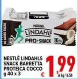 Iper Triscount Nestlé Lindahls Snack Barretta Proteica Cocco offerta