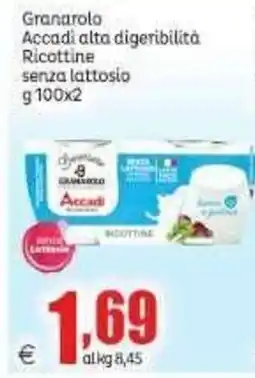 Elite Granarolo Accadi alta digeribilità Ricottine senza lattosio offerta