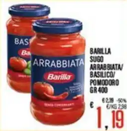 Supermercati EffePiù Barilla sugo arrabbiata/basilico/pomodoro offerta