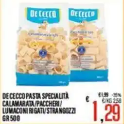 Supermercati EffePiù De Cecco pasta specialità calamarata/paccheri/lumaconi rigati/strangozzi offerta