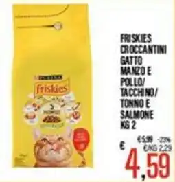 Supermercati EffePiù Friskies croccantini gatto manzo e pollo tacchino tonno e salmone offerta