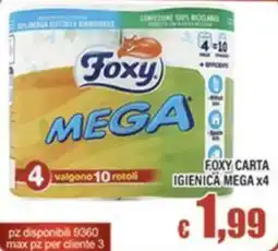 Top Supermercati Foxy carta igienica mega offerta