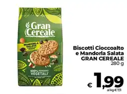 Ipercoop Radenza Biscotti Cioccolato e Mandorla Salata Gran Cereale offerta