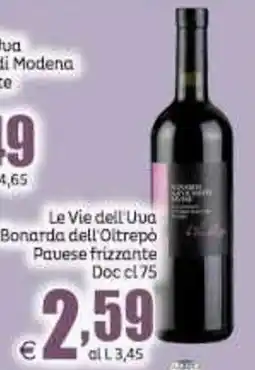 Elite Le Vie dell'Uva Bonarda dell'Oltrepò Paese frizzante offerta