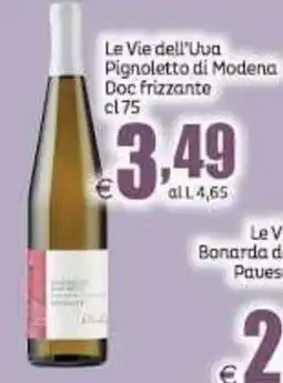 Elite Le Vie dell'Uva Pignoletto di Modena Doc frizzante offerta