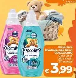 Ipercoop Radenza Detersivo lavatrice cicli brevi Coccolino ultra care/ultra clean offerta