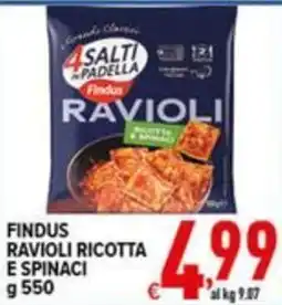 Iper Triscount Findus ravioli ricotta e spinaci offerta