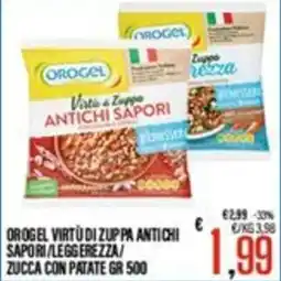 Supermercati EffePiù Orogel Virtù di Zuppa Antichi Sapori / Zucca con Patate offerta