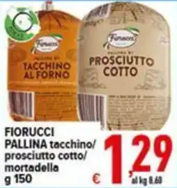 Iper Triscount Fiorucci pallina tacchino/prosciutto cotto/mortadella offerta