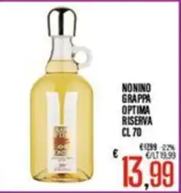 Supermercati EffePiù Nonino Grappa Optima Riserva offerta