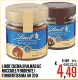 Supermercati EffePiù Lindt crema spalmabile nocciola/fondente/fondentissima offerta