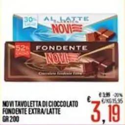 Supermercati EffePiù Novi Tavoletta di Cioccolato Fondente Extra/Latte offerta