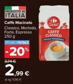 Carrefour Iper Caffè Macinato Classico, Morbido, Forte, Espresso offerta