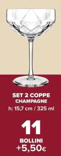 Carrefour Iper Set 2 coppe champagne offerta