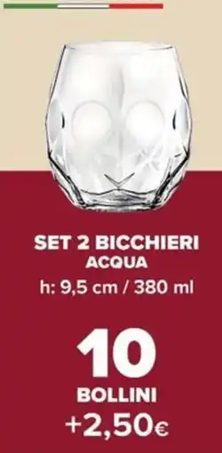 Carrefour Iper Set 2 bicchieri acqua offerta