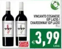 Pim Supermercati Vincanto Cesanese Chardonnay offerta