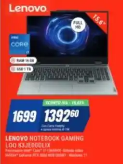 Leonardelli Lenovo Notebook Gaming LOQ 83JE00LIX offerta