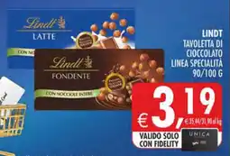 Deco Iperstore Lindt tavoletta di cioccolato linea specialità offerta
