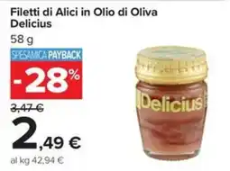 Carrefour Iper Filetti di Alici in Olio di Oliva Delicius offerta