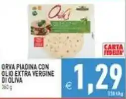 Pim Supermercati Orva piadina con olio extra vergine di oliva offerta