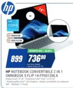 Leonardelli HP Notebook Convertibile 2 in 1 Omnibook 5 Flip 14-FP0012NLX offerta