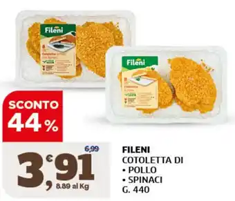 Fileni cotoletta di pollo spinaci