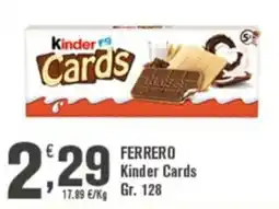 Conté Supermercati Ferrero Kinder Cards offerta