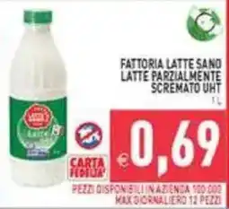 Pim Supermercati Fattoria Latte Sano Latte Parzialmente Scremato UHT offerta