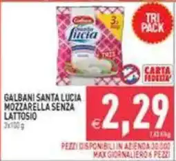 Pim Supermercati Galbani Santa Lucia Mozzarella senza lattosio offerta